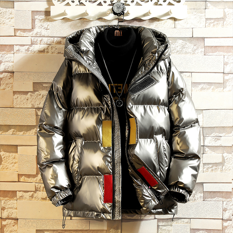 羽绒服男士亮面加厚冬装帅气潮牌韩版短款连帽棉服大码羽绒外套男