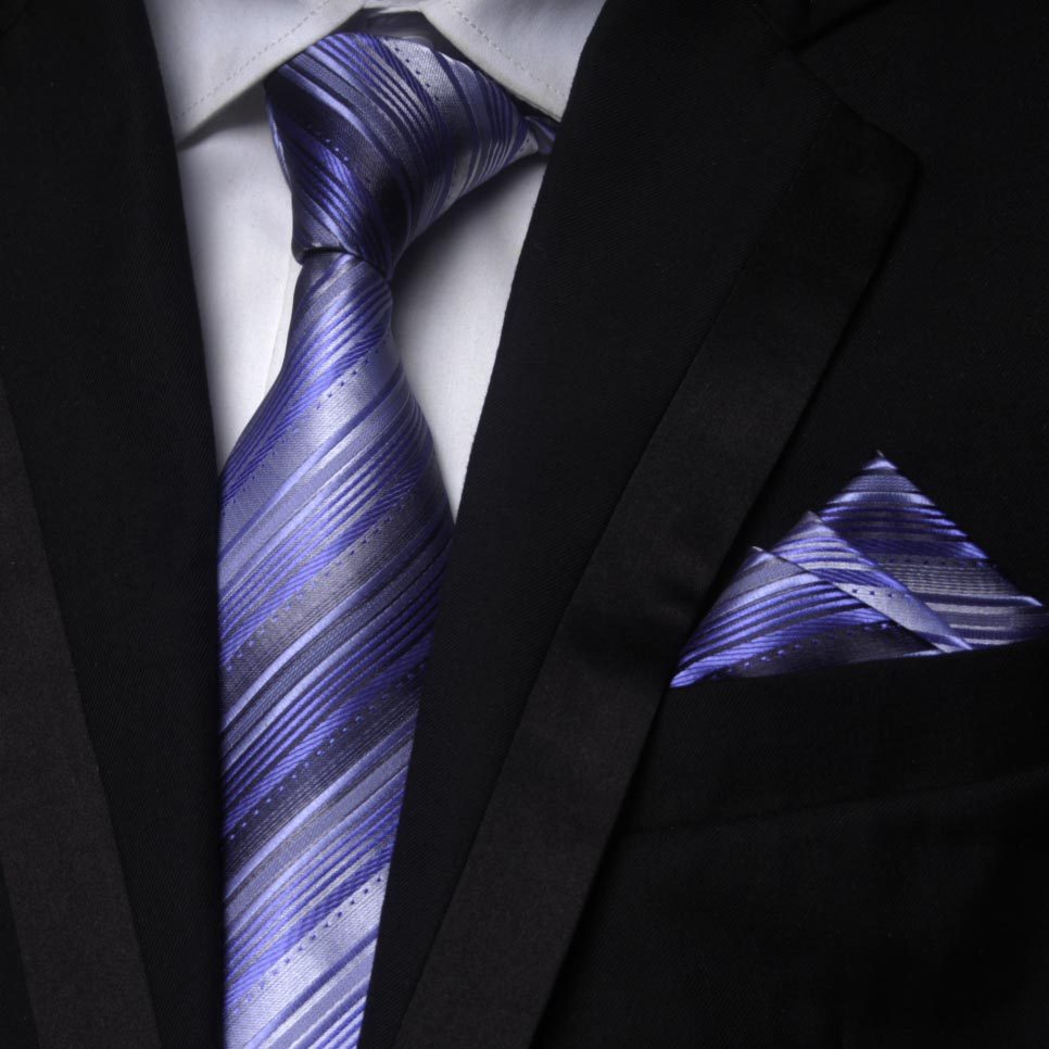 出口外贸原单男士正装商务袖扣手帕套装银色丝线花纹领带7.