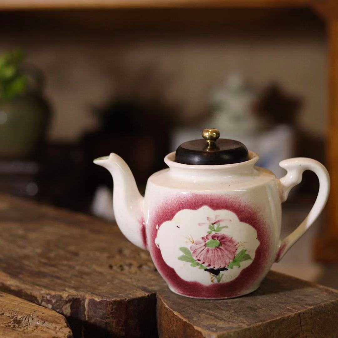 潮州枫溪窑民国老瓷器花卉茶壶茶文化公道茶艺茶壶