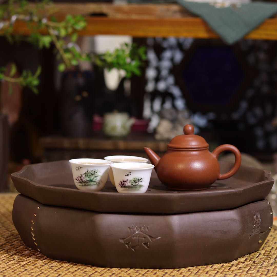 早期潮州紫泥老茶船功夫功夫茶茶具茶海江南壶承茶盘