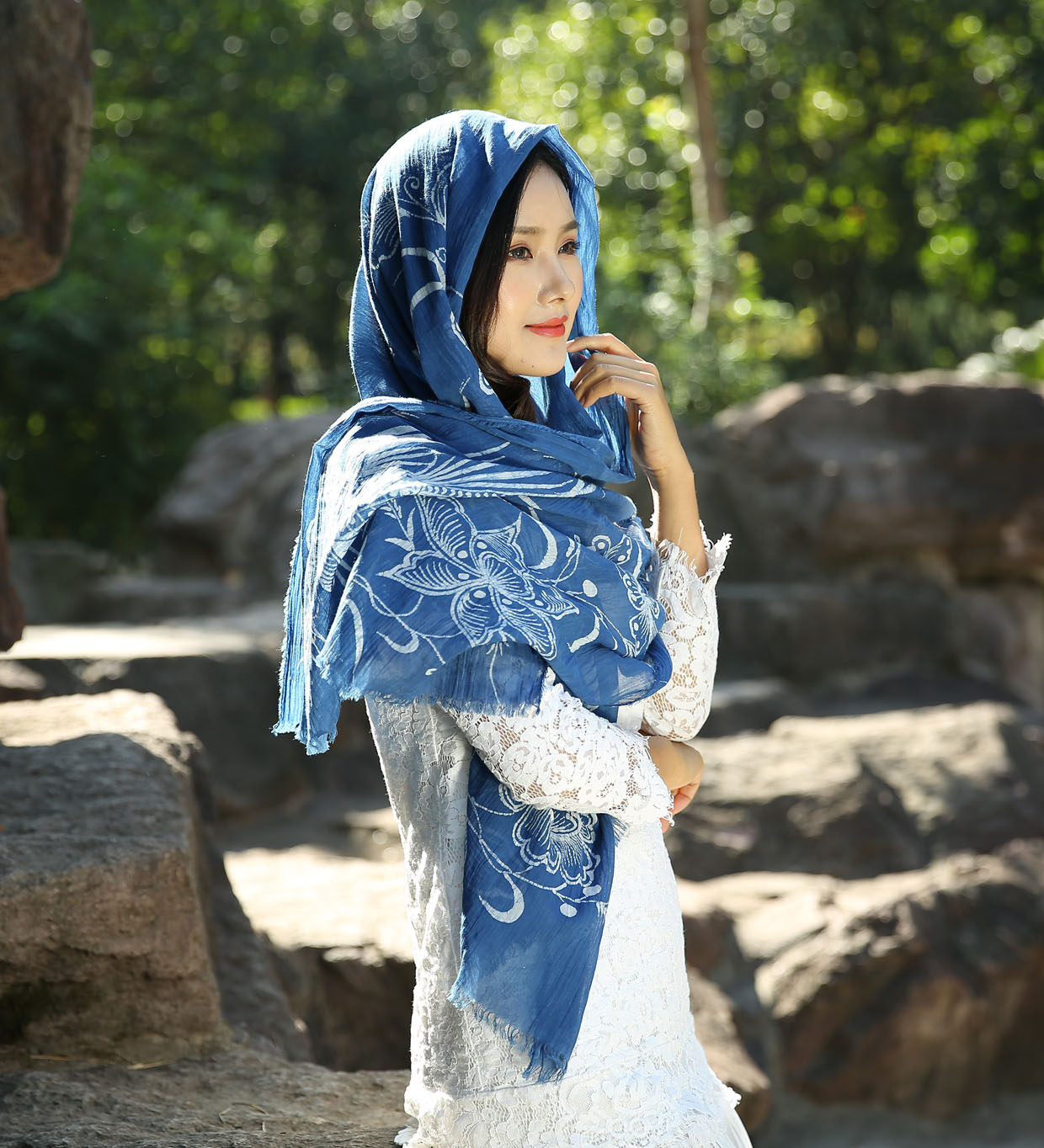 蜡染贵州丹寨围巾苗族技艺蓝靛草原原创品牌苗族蜡染