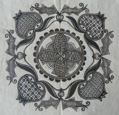 图案蜡染石榴蜡画苗族经典绕圆订制苗族蜡染