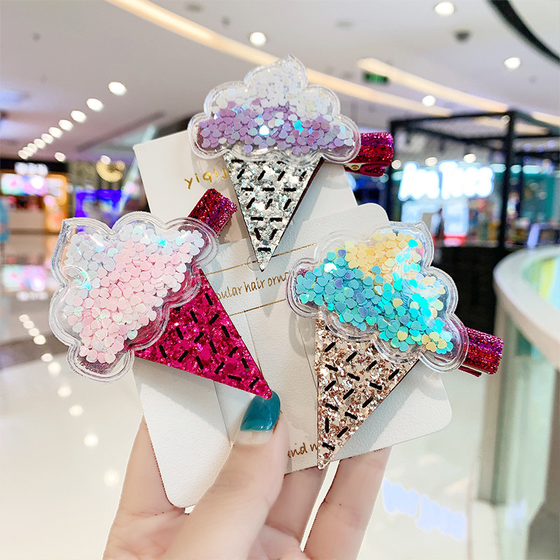 女童流沙发夹儿童冰激凌发饰韩版可爱宝宝发卡头饰发饰
