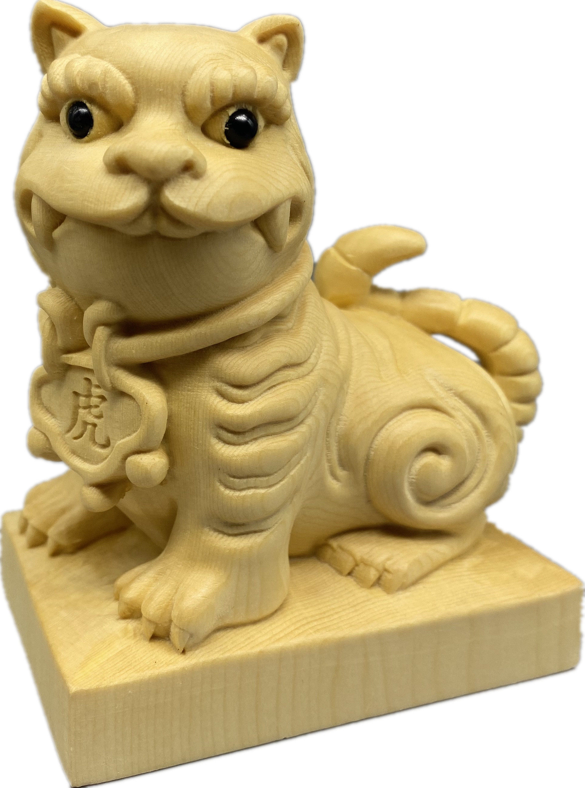 黄杨桧木崖柏木雕虎爷动物实木摆件老虎雕刻木雕