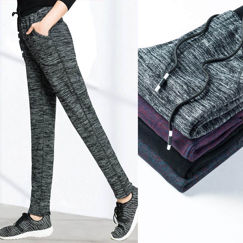 休闲运动裤子女2022新款灰色春秋女裤宽松大码九分显瘦哈伦小脚裤