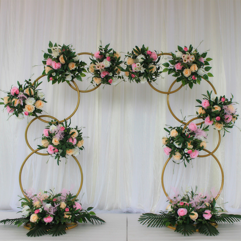 圆环新款婚庆道具花门铁艺花架背景路引婚礼拱门