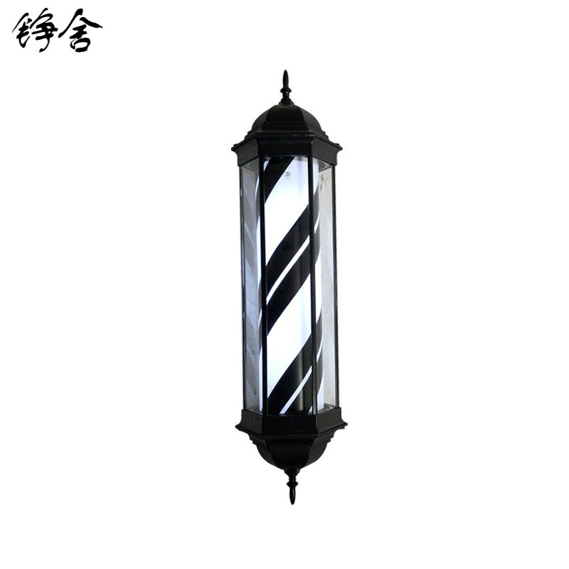 美发新款方形转灯理发店标志灯箱挂壁复古六角美发转灯