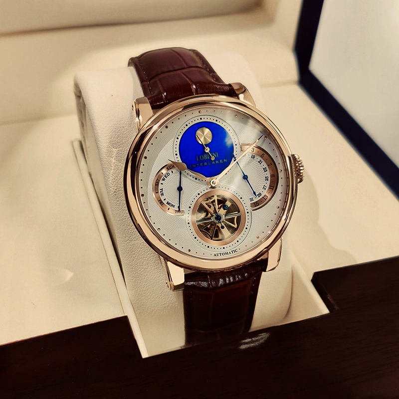 罗宾尼手表男士潮流镂空机械表男全自动防水皮带男表正品新款2022