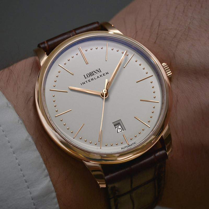 罗宾尼品牌官方正品手表男士全自动机械表皮带商务男表超薄十大