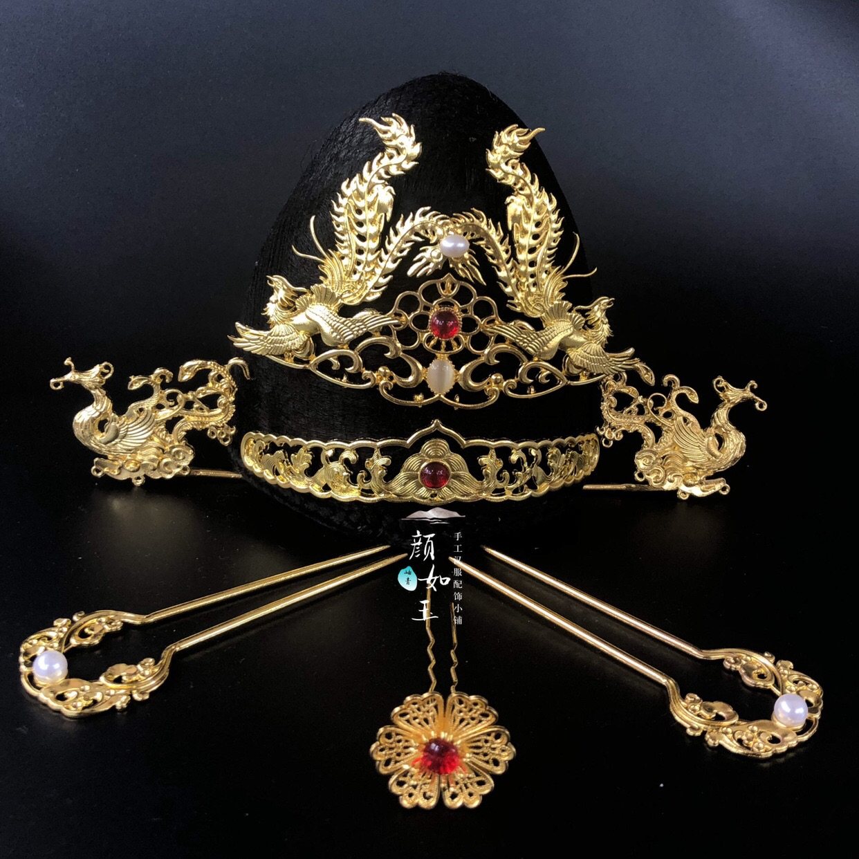 颜如玉手工汉服婚明头面发饰新娘发冠大明贵妇发饰