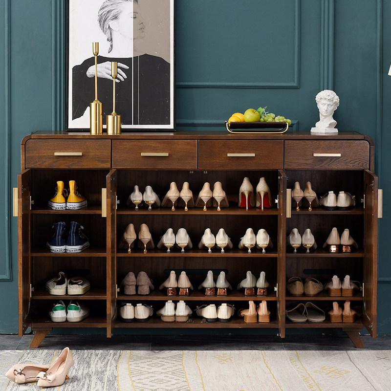 简约实木鞋柜大容量轻奢鞋橱阳台储物柜收纳家用鞋柜
