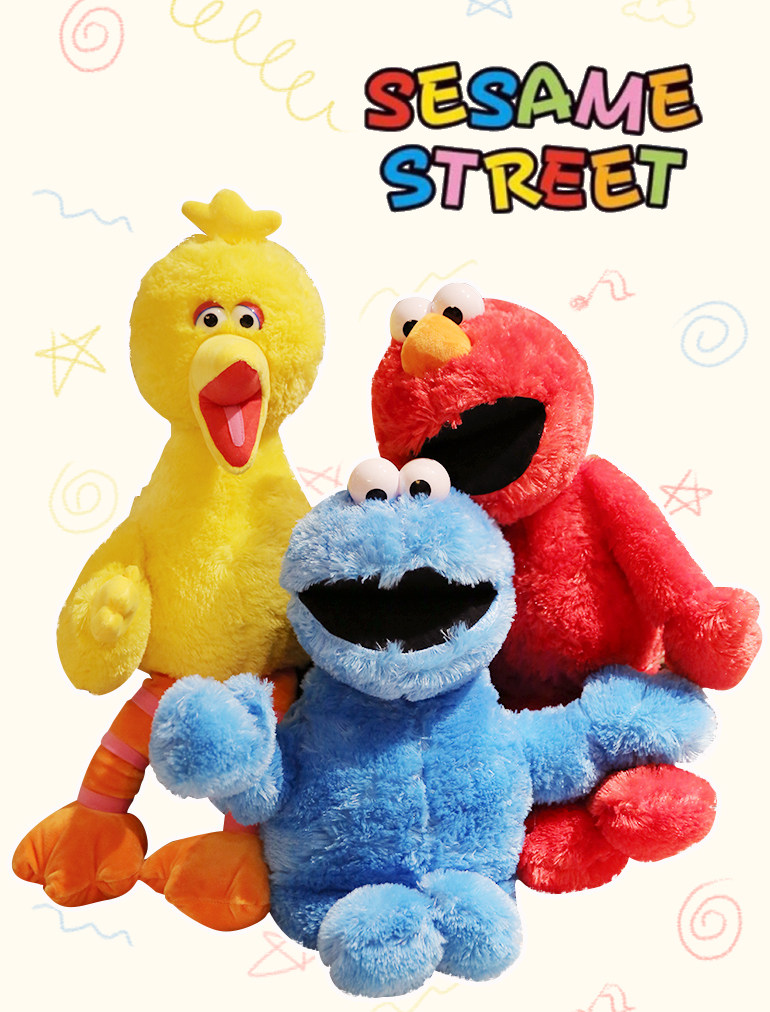 正版芝麻街公仔毛绒玩具艾摩甜饼大鸟儿童玩偶日本毛绒布艺类玩具