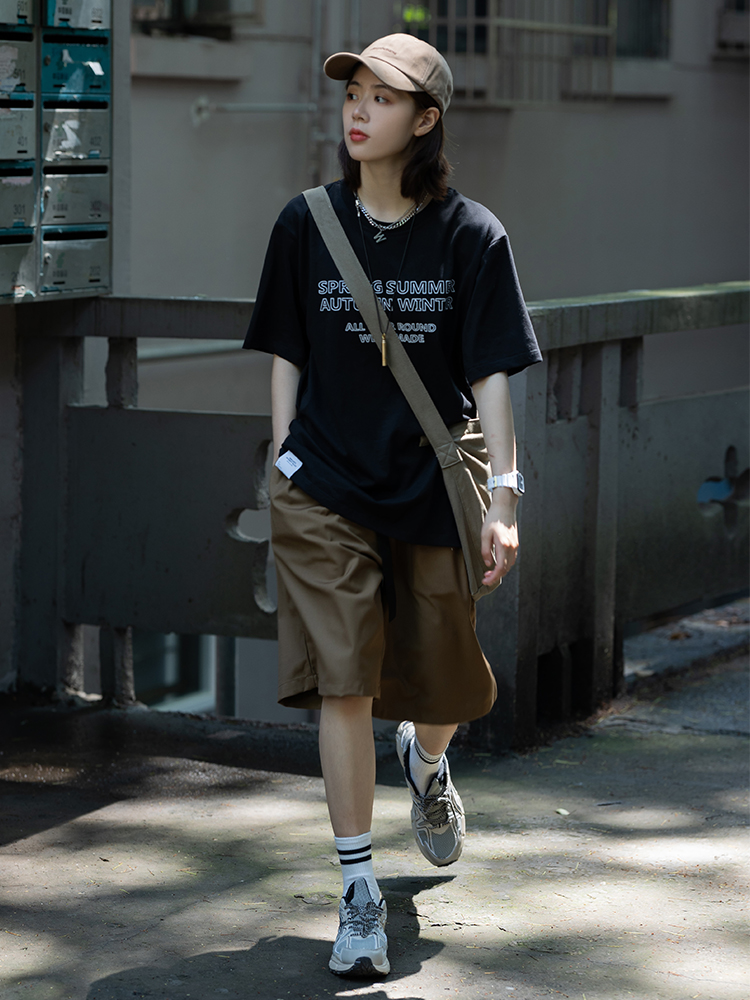 易燃空间|日系街头风字母印花T恤男女2021夏季新款百搭舒适短袖潮