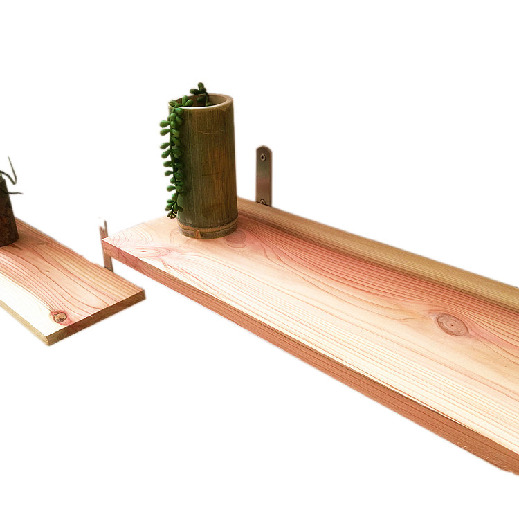 原木年轮木搁板置物架 实木整木搁板架 壁挂厨房书房客厅木板架子