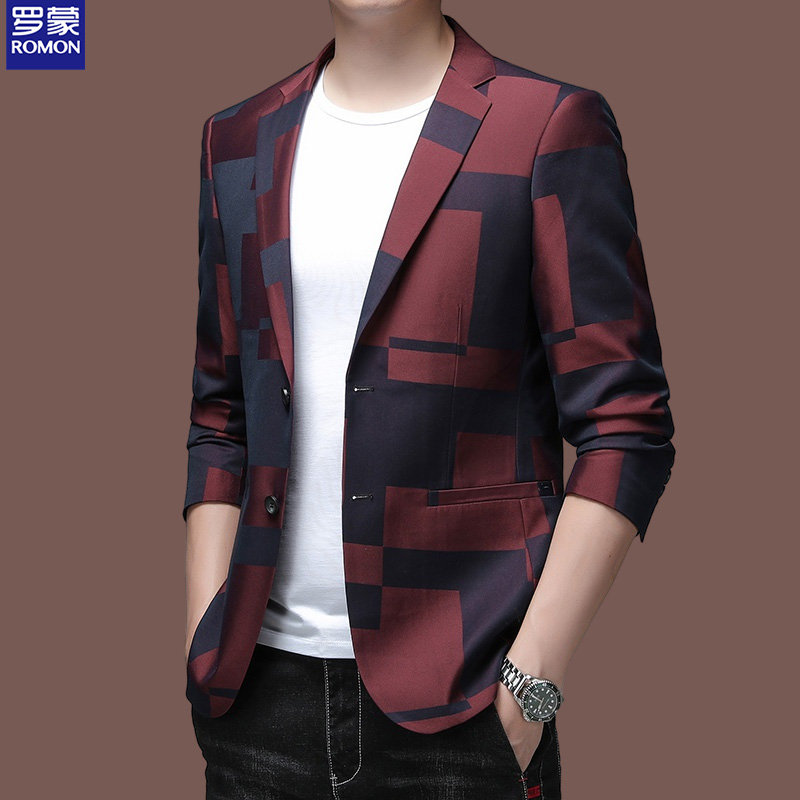 罗蒙西服男士单西上衣休闲西服韩版修身便西商务小西装帅气男外套