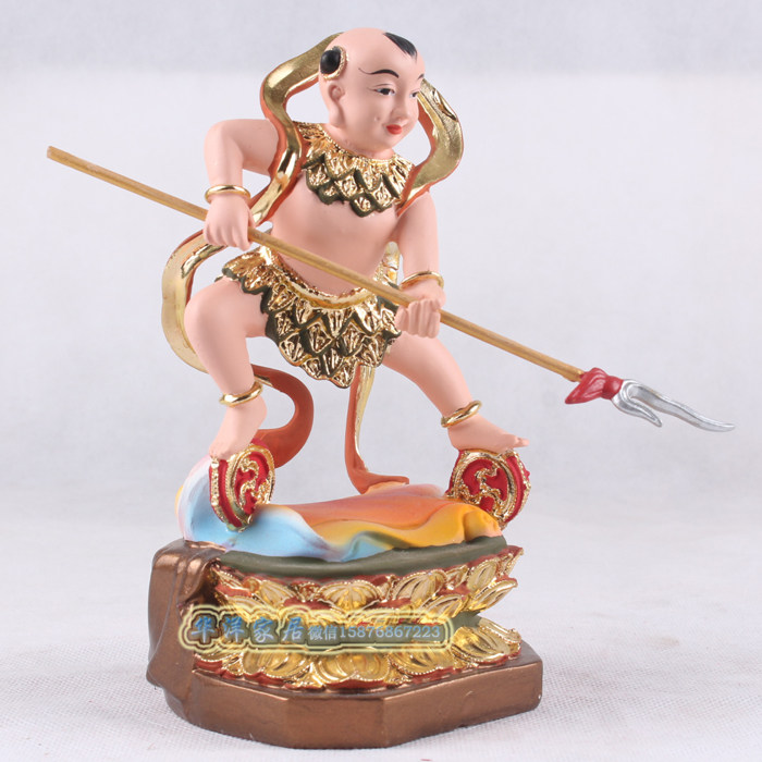 太子哪吒三太肚围子站莲花道教神像树脂敦煌道教工艺品