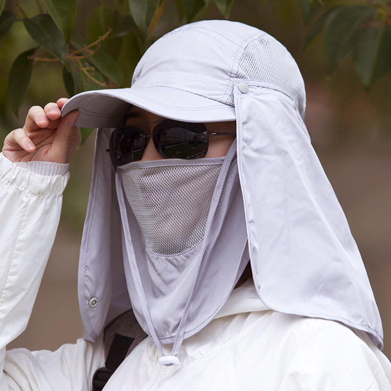 遮阳帽防晒骑车防风风吹太阳帽轻薄透气遮脸农活帽子