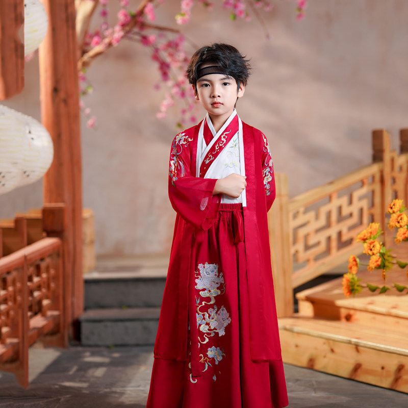 男童汉服中国国风唐装秋冬儿童古装国学书童唐装