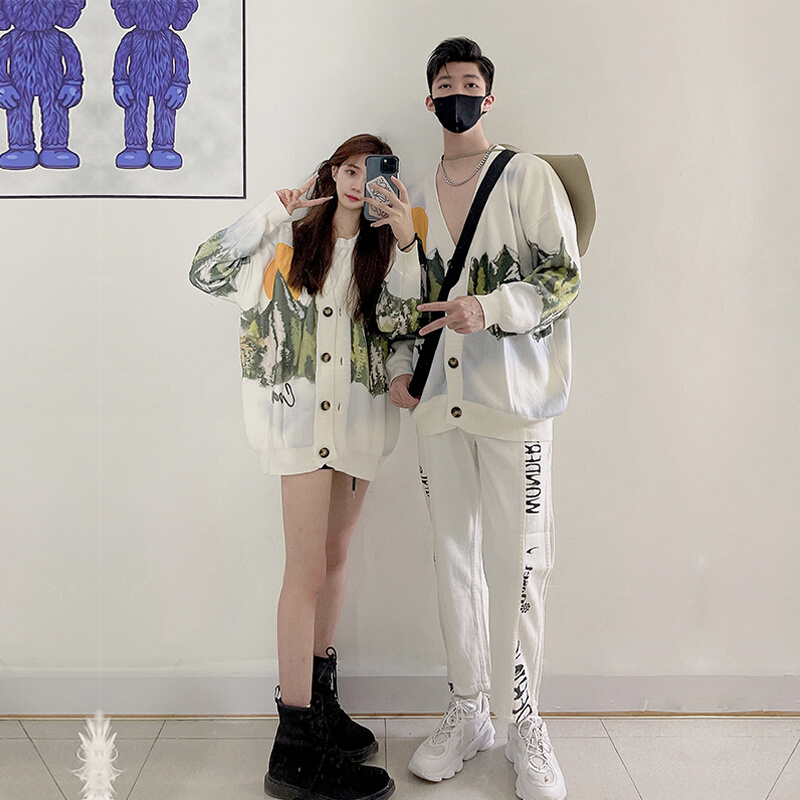 HR中国 COAR森林百搭毛衣情侣款宽松男女针织衫休闲ins开衫外套