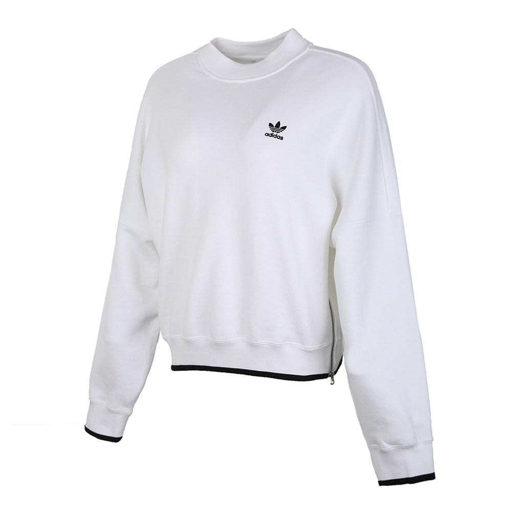 adidas三叶草女款侧面拉链时尚百搭圆领卫衣套头运动卫衣