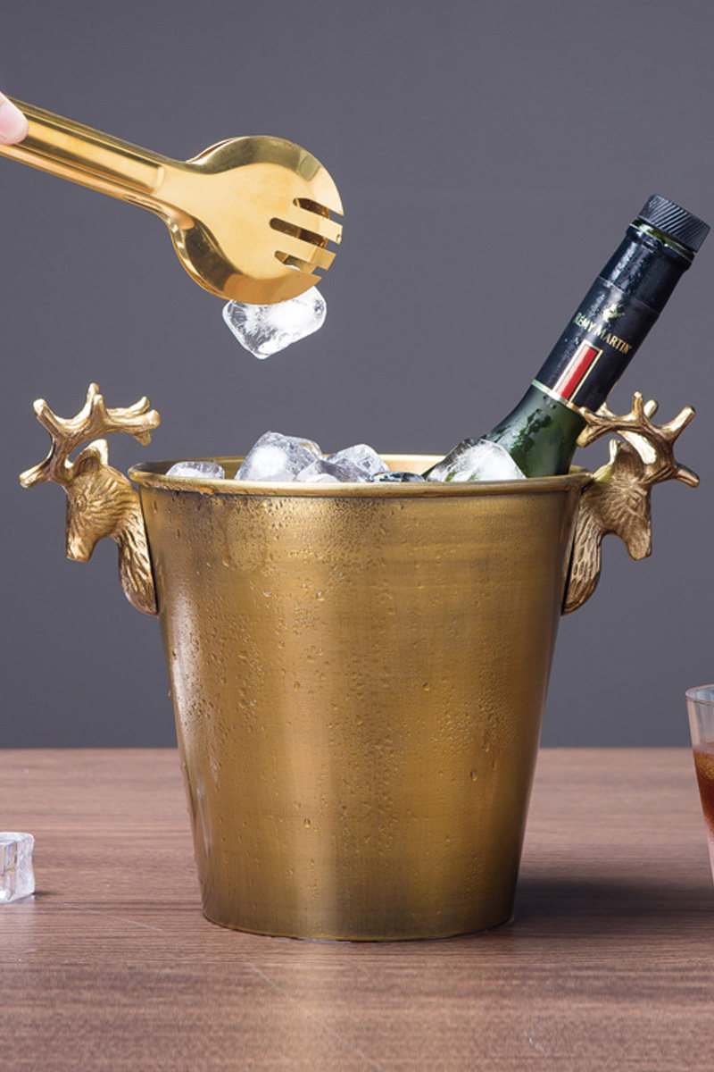冰块红酒印度冰桶鹿头桶复古铜色香槟冰镇家用冰桶