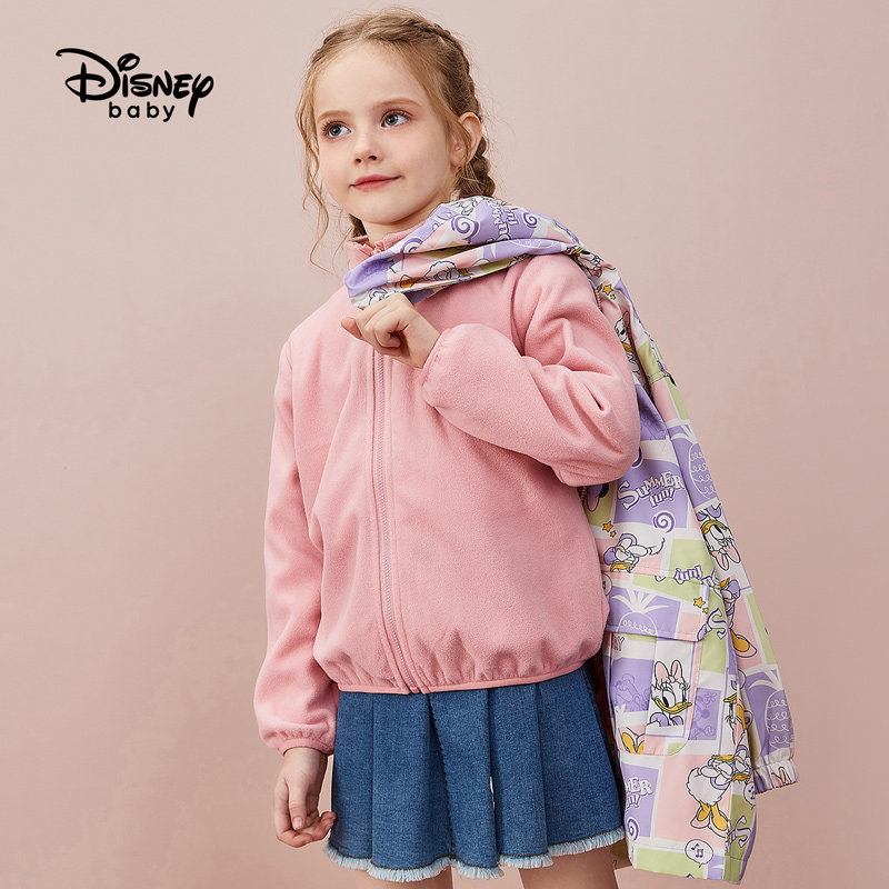 迪士尼童装女童冲锋三合一可拆卸两件件套春秋儿童风衣