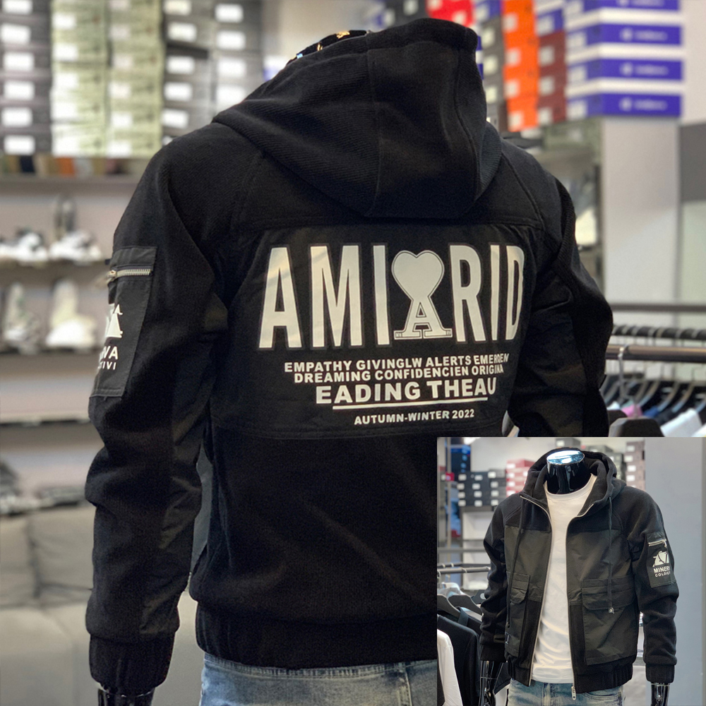 新款男士工装外套ins潮流春季休闲衣服男装短款修身连帽字母夹克