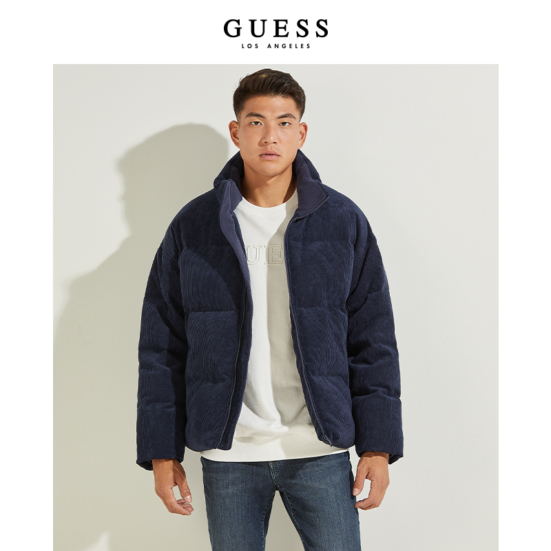 guess2021新款冬季男士纯色百搭休闲立领保暖羽绒服羽绒服