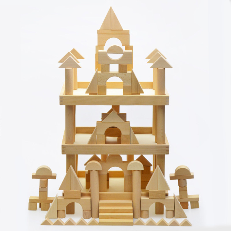 进口榉木超大型原木建筑积木超级精品木制儿童玩具建构