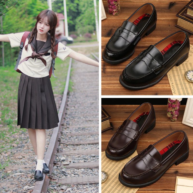 日本正统学生雪松jk制服鞋棕日系学院风cos平跟表演鞋小皮鞋0203