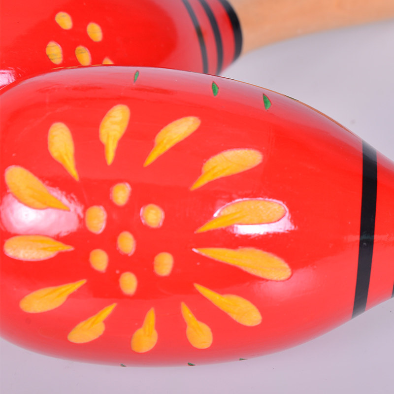 奥尔夫打击乐器散响类儿童沙锤木质红色刻花砂球幼儿园沙锤