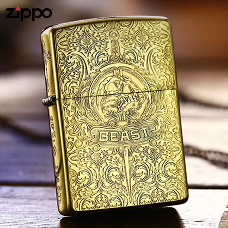 打火机zippo正版原装正品黄铜五面雕刻魔鬼圣经zippo