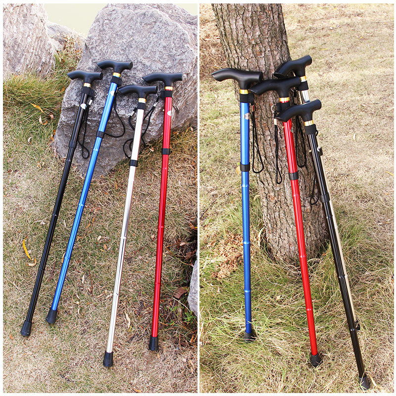 登山杖铝合金户外装备手杖超轻拐棍拐杖爬山徒步折叠登山杖