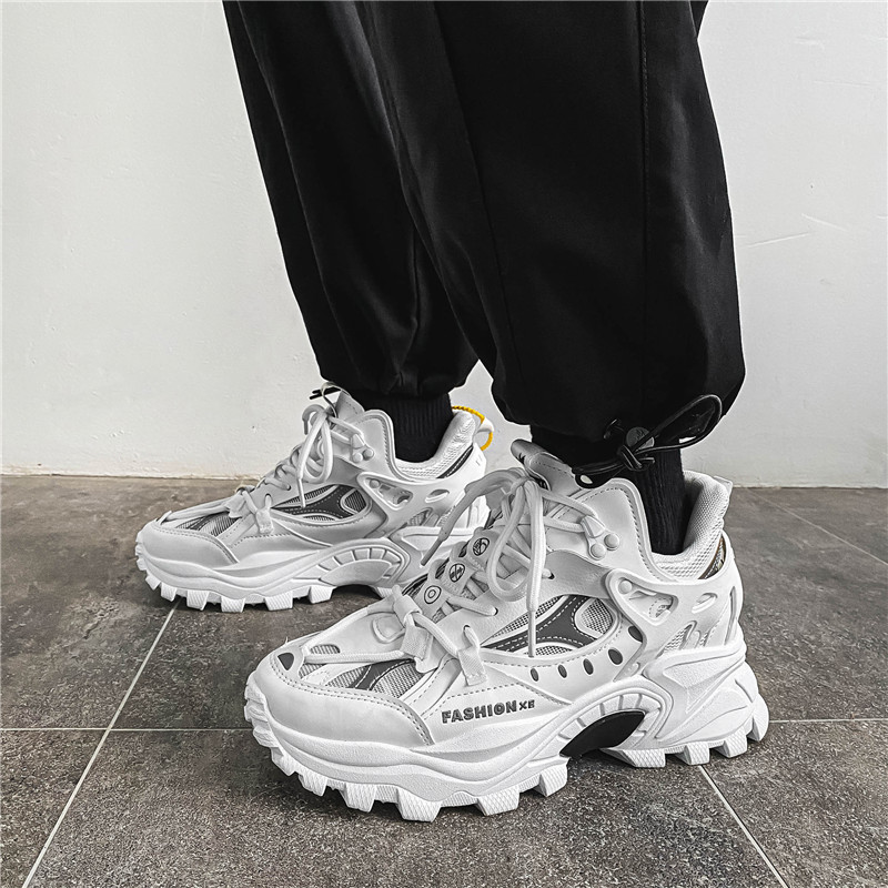 休闲老爹鞋男2022年新款夏季透气厚底韩版潮流百搭国潮运动高帮鞋