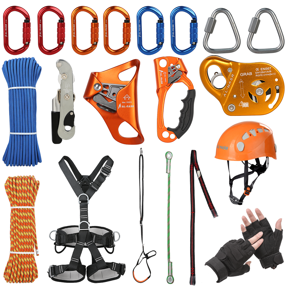 户外登山攀岩装备速降高空安全上升下降套装绳索