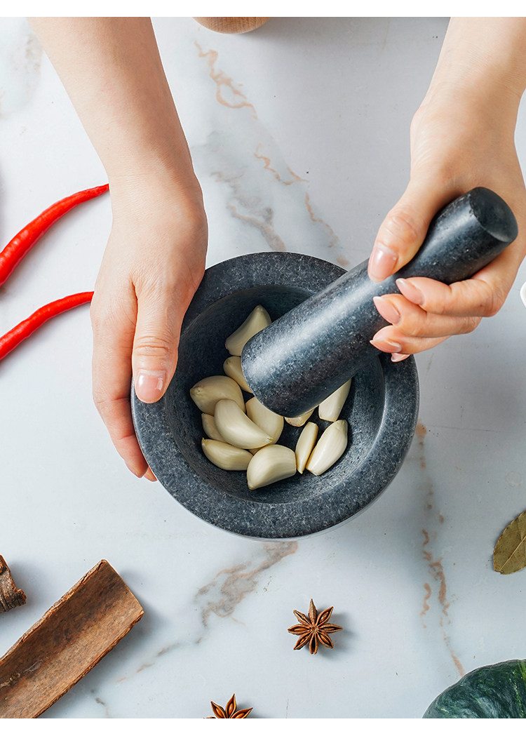 石臼家用天然石捣蒜泥厨房捣臼手动捣碎研磨剥蒜器