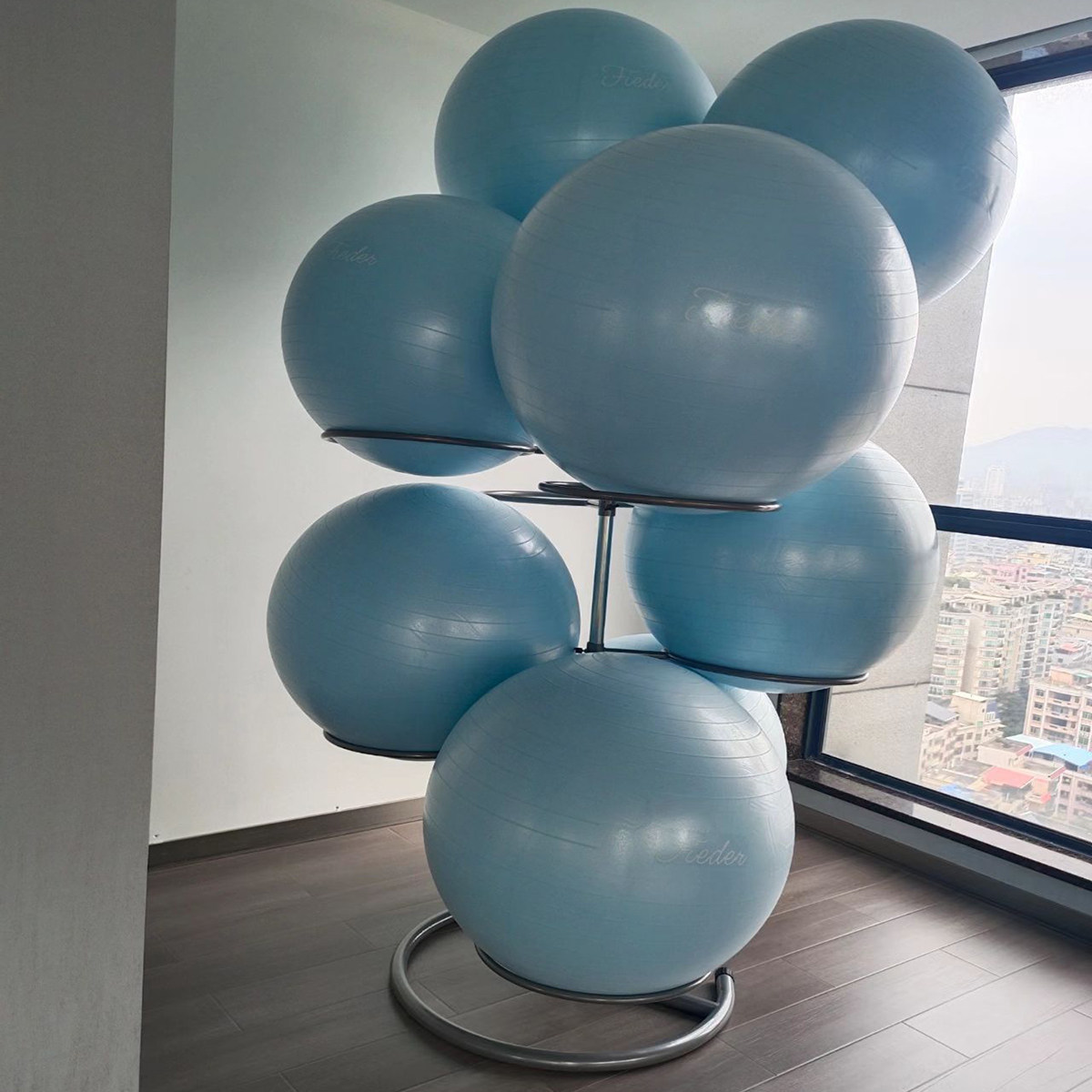 瑜伽球架架子多层置物架健身房波速半球药球收纳健身球架