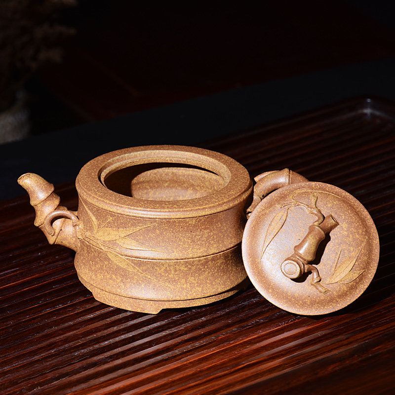 吉羊茶壶泥竹段泥竹黄金原矿功夫茶柴烧功夫手工茶壶
