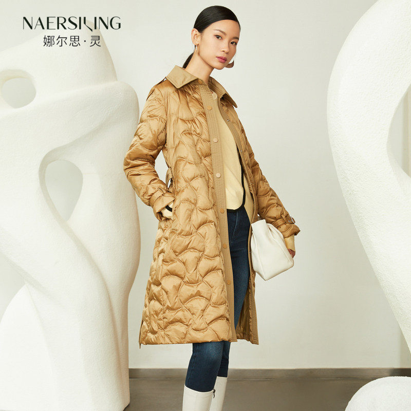 长款鹅绒娜尔思polo时尚羽绒服女冬新款保暖外套羽绒服