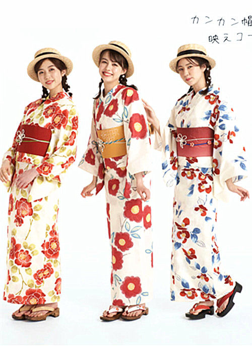 出口日本高品质全棉和服浴衣注染蔷薇夏日花火大会民族服装