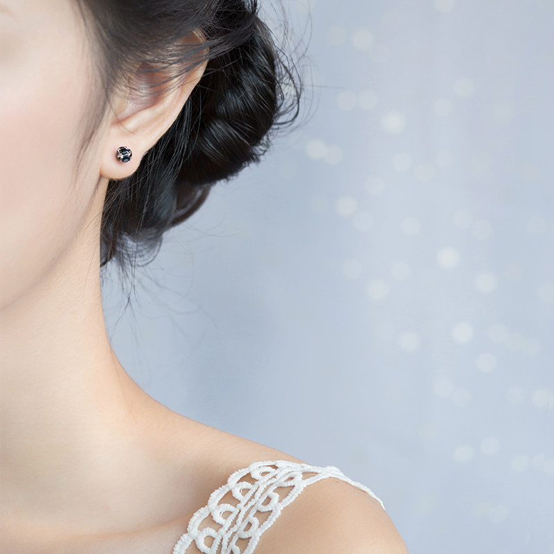 放心好店爱洛奇s925女韩版满钻方形银耳钉