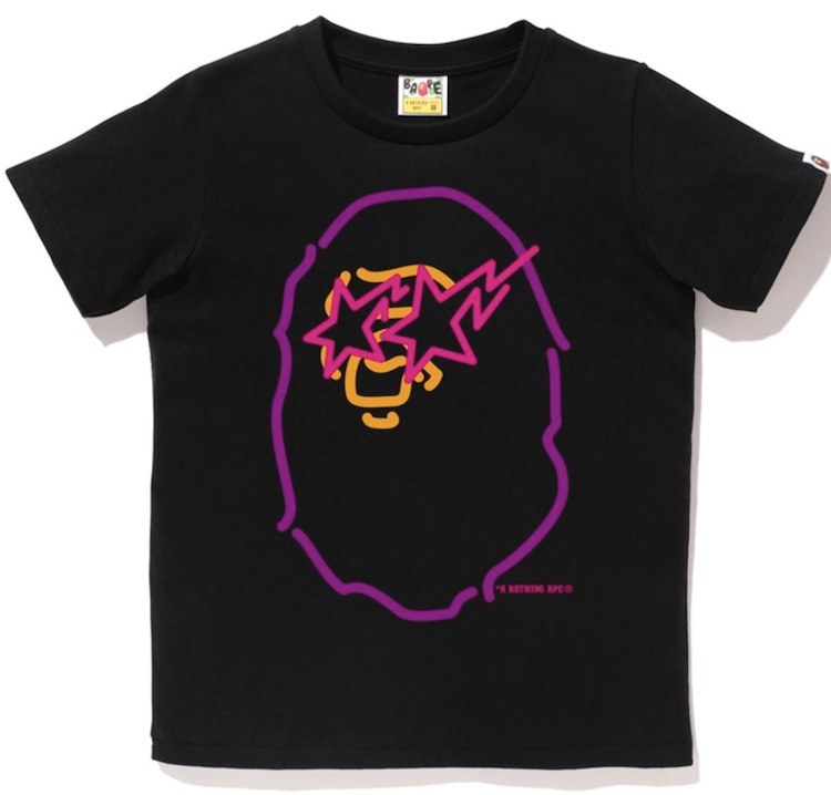 BAPE 霓虹线形猿头STA女款T恤 日本代购 NEON SIGN APE HEAD TEE
