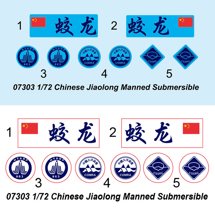 小号手拼装潜艇模型172中国蛟龙号载人潜水器潜水艇仿真自带颜色