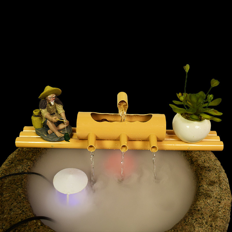 流水鱼缸增氧过滤器循环招财摆件喷泉石槽pvc摆件