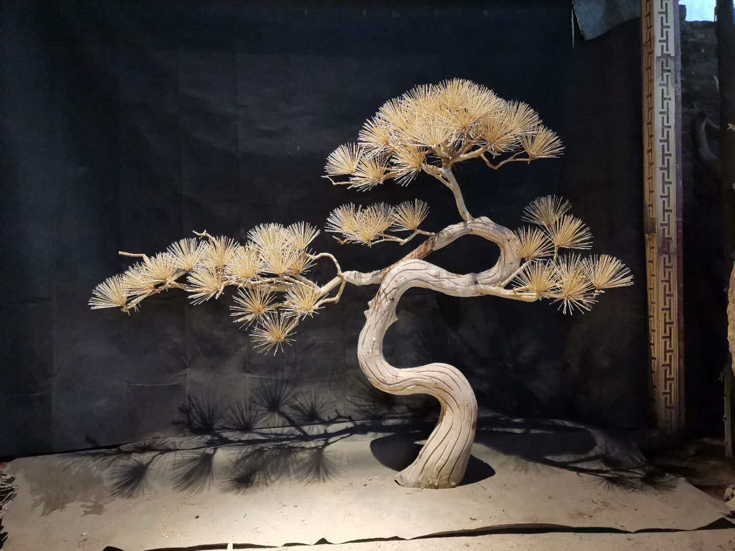 仿真迎客松摆件大型松树造型装饰盆景树枝实木仿真绿植