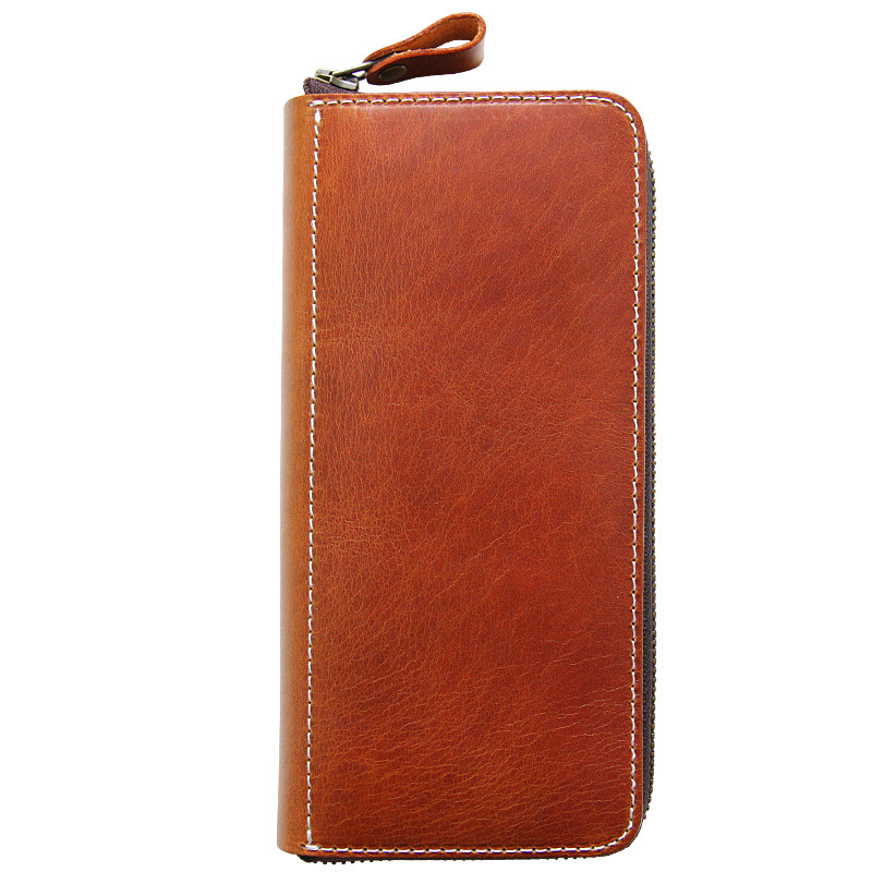 手工拉链休闲钱夹牛皮夹头皮夹真皮复古女真钱包