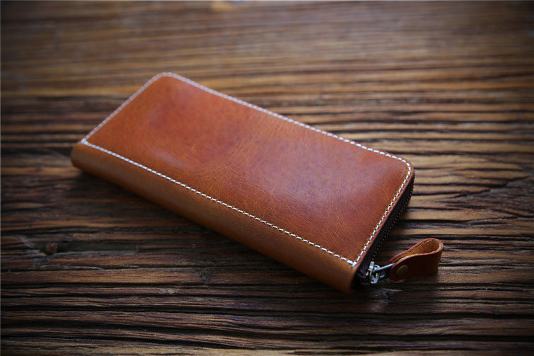 手工拉链休闲钱夹牛皮夹头皮夹真皮复古女真钱包