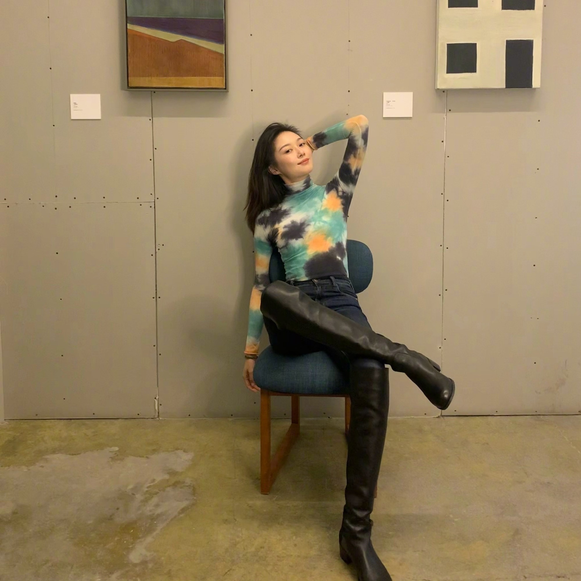 长靴2020年晚晚同款sw5050秋冬过膝黑色牛皮时装时装靴