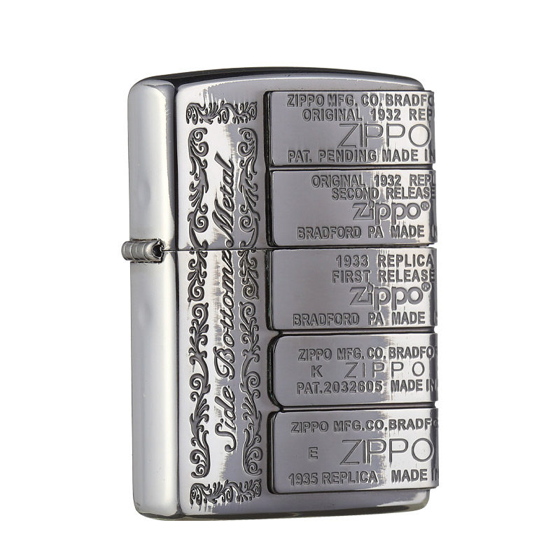 正品zippo防风打火机熏银经典五代底刻标志侧标zippo