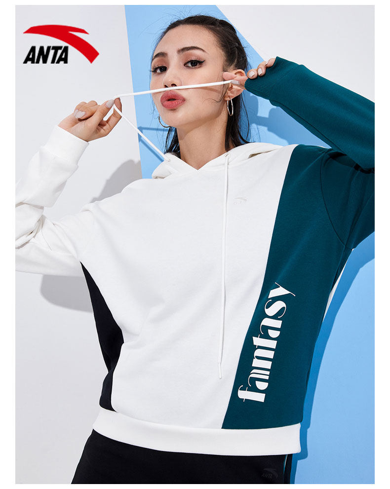 安踏女装连帽卫衣官网2021夏季新潮针织套头运动卫衣